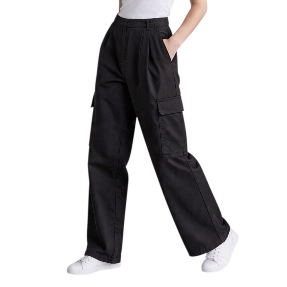 Hunter & Brown Junior's Straight Leg Pleated Cargo Pants w/Pockets Size M Black